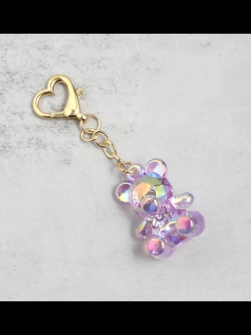 Iridiscent Purple Bear Keychain Charm NWT